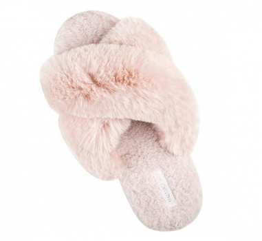 HALLUCI Women’s Cross Band Soft Plush Fleece House Indoor or Outdoor Slippers